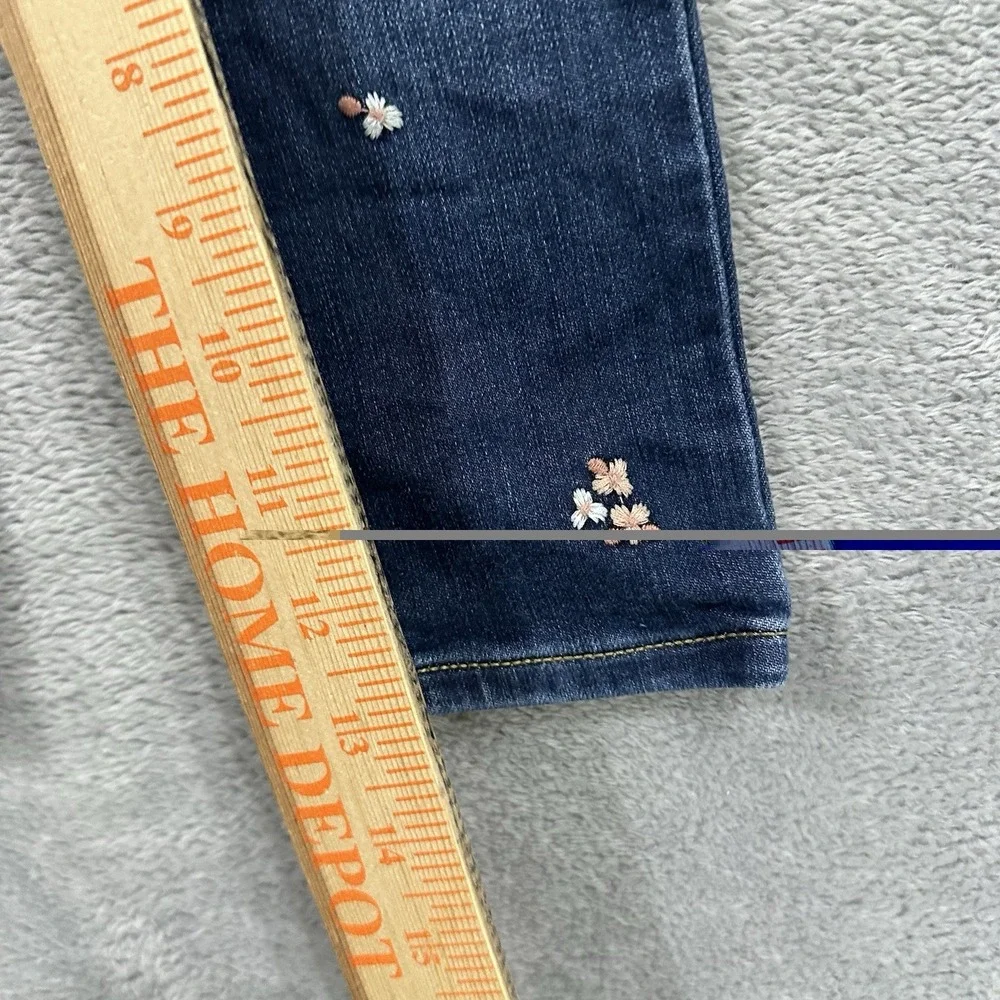 Cat & Jack Floral Jeans Girls Kids 3T Blue Skinny School Pockets Cute
